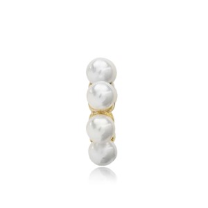 White Pearl Design Single <b>Cuff</b> <b>Earring</b> Fine Jewelry Wholesale Turkish Handmade 925 Sterling Silver Jewelry - Product Image 2