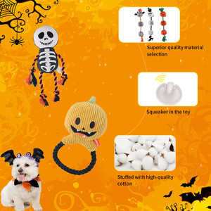 D KING mainan tali anjing tengkorak kustom interaktif Set mainan anjing tarik Halloween mainan anjing - Product Image 6