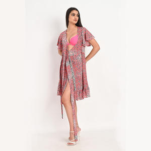 Kimono de couverture en soie sari pour femmes Robe de fête de plage Robe de kimono bohème en soie à la mode - Product Image 5