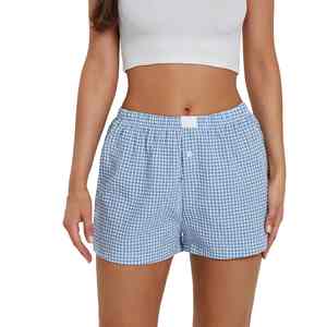2025 été mode coton Plaid Shorts lâche décontracté taille élastique pantalon motif chaud - Product Image 3