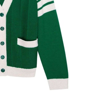 Cárdigan de punto personalizado de talla grande con apliques sólidos bordados de chenilla con cuello en V de agua de mar para fraternidad y hermandad - Product Image 6