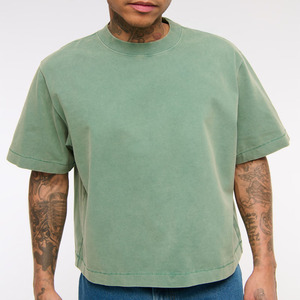 T-shirt 100% coton décontracté sale uni Boxy Street wear T-shirts courts pour hommes Vente en gros OEM Fabricants personnalisés pour hommes - Product Image 4