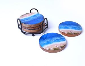 Amazing Wood <b>Epoxy</b> Dining <b>Table</b> Coaster High Quality Hand Beaded Work With Custom Floral Design Low Price Coaster for Christmas - Product Image 2