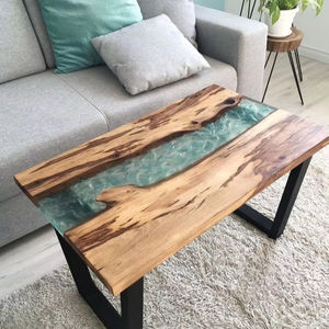 Table en bois massif de noyer de qualité supérieure, meubles de luxe pour la maison, table de salle à manger, table de café, table de cuisine en résine époxy - Product Image 1