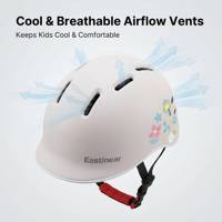 Nouveautés : Casque de vélo respirant et léger pour enfants, motif floral, sangle réglable pour vélo, trottinette et skateboard