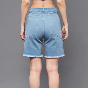 Shorts en jean taille haute pour femmes, déchirés, délavés, décontractés, mode estivale, streetwear pour un usage quotidien en extérieur - Product Image 2