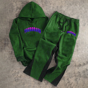 Ensemble survêtement pour homme avec sweat-shirt à capuche et pantalon de survêtement imprimé personnalisé, broderie usée, délavage à l'acide, 100% coton - Product Image 3