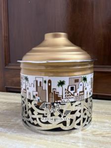 Chauffe-plat plaqué or sur support en acier avec couvercle pour table de mariage du golfe Plateau de table pour service de traiteur Chauffe-plat pour buffet marmite - Product Image 2