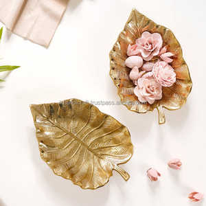 Bandeja de decoración moderna para el hogar de alta demanda, textura de hoja, de aluminio para Navidad Chocolate, boda, Acción de Gracias, sala de estar, artículo de regalo - Product Image 2