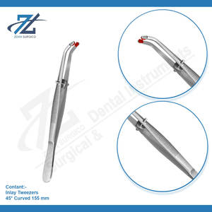 Pinzas de Incrustación Curvas de 45°, 155 mm, Acero Inoxidable, Uso Dental Profesional Manual, Fabricante Pakistán - Product Image 3