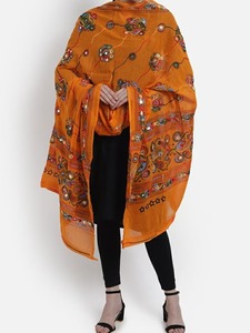 ผ้าคลุมไหล่ผ้าฝ้ายอินเดียสวยงาม พร้อมลายปักฟูลคารี คันธา ลายกระจกเงา ผ้าคลุมไหล่แบบดั้งเดิมสำหรับผู้หญิง ใส่ในงานแต่งงาน - Product Image 4