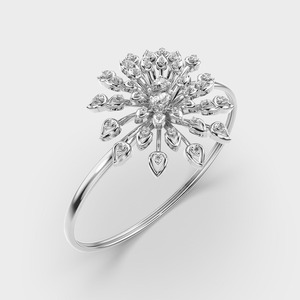 IGI Certified Lab Grown Round & Pear Diamond Radiant Bloom Statement Bracelet in <b>Solid</b> 925 Sterling Silver - Product Image 3