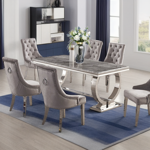 Ensemble table à manger de luxe en marbre ensemble table à manger et chaises 6 places pour salle à manger - Product Image 1