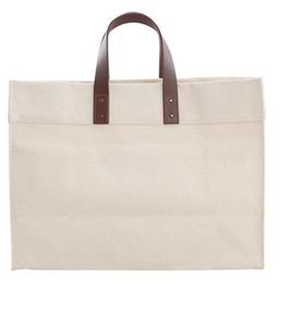 Bolsa de compras de lona de algodón de yute reutilizable ecológica con asas de cuero Bolsa de regalo diseñada a la moda - Product Image 3