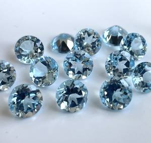 บุษราคัมสีฟ้าท้องฟ้าธรรมชาติตัด7มม. รอบเหลี่ยมเพชรพลอย-หลวมท้องฟ้าสีฟ้าบุษราคัมรอบ - Product Image 4