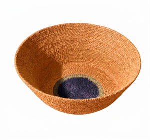 Juego de 3 tazones nido de mimbre bohemios tejidos a mano con borde bicolor para mesa de comedor, tazón decorativo - Product Image 2