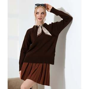 Sweater with <b>Tie</b> - <b>Brown</b> - Product Image 3