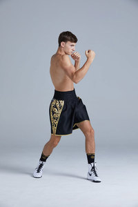 Short de combat BJJ noir de haute qualité séchage rapide respirant OEM vente en gros pour hommes Sublimation MMA grappling Ufc entraînement boxe - Product Image 4