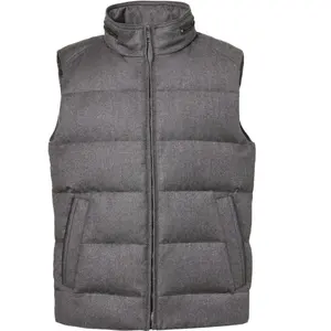 Hoogwaardig Italiaans Vest Met Eco Lederen Details Opgevuld Met Echte Horizontale Quilt Gino Grey Outwear