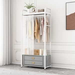 Hua Cheng <b>Clothes</b> <b>Rack</b> With Drawer Modern Design For Bedroom Bathroom Home Storage Furniture Solid Wood Stainless Steel - Product Image 3