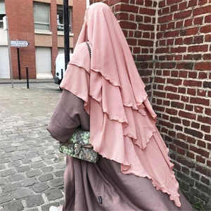 High Quality Thobe / Thawb 3 Layer Khimar EID Ramadan Prayer <b>Hijab</b> High Quality Women Muslim Dubai Dress Islamic Clothing - Product Image 1