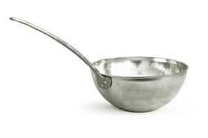 Casserole Wok en cuivre de 10 "-11" une poignée en laiton faite à la main et martelée à la main, authentique, cuisine traditionnelle, couleur nickel étamé - Product Image 4