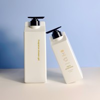 Bouteilles à pompe carrées en plastique personnalisées avec logo, 500 ml, rechargeables, pour shampoing, après-shampoing, gel douche, lotion, emballage cosmétique pour hôtel