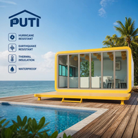 Cabane Jaune Apple 20 pieds – Bar à Café Préfabriqué Étanche pour Usage en Hôtel, Resort ou Café – Disponible Immédiatement