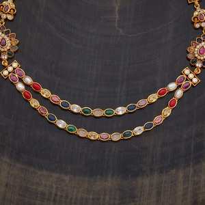 Silver Temple <b>Necklace</b> 173315 with Elegant Flower Shape Bezel Setting Inlay Technology - Product Image 5
