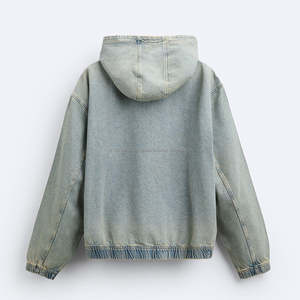 Sudadera con Capucha de Mezclilla de Diseño Personalizado, Estilo Y2K, Corte Cuadrado, Holgada, Gruesa, Corta - Product Image 6