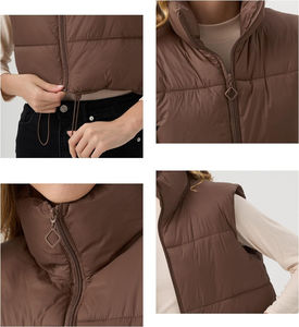 Gilet matelassé en nylon chaud d'hiver pour femmes grande taille personnalisable, décontracté, à capuche, sans manches, respirant, OEM - Product Image 6