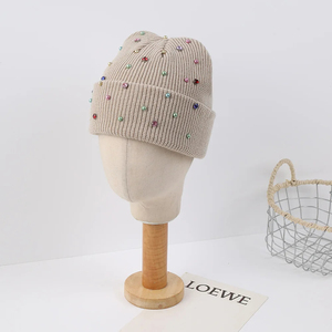 Sparkling Winter Beanie <b>Hat</b> Rhiny Diamond Rhinestone Fashion Yellow Winter Beanie <b>Hat</b> - Product Image 4
