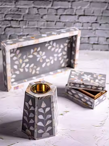 Ensemble de brûleur d'encens indien traditionnel de haute qualité, durable et écologique avec nacre et MOP, portable pour une utilisation en intérieur - Product Image 2