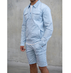 Online wholesale High Quality Custom OVER SHIRT Windbreaker Tracksuit <b>Men</b> Polyester Windbreaker Short Set for <b>mens</b> - Product Image 4