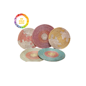 Assiette murale suspendue en osier, panier en jonc de mer en rotin fait à la main de style Boho pour le salon, la chambre ou la décoration de la galerie. - Product Image 1