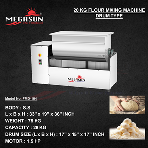 เครื่องนวดแป้งสแตนเลสสำหรับการค้าขนาด20กก. เครื่องผสมแป้งแบบดรัมน้ำหนัก1.5HP 78กก. - Product Image 2