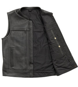 OEM Vintage Hommes Hiver Gilet Coupe-Vent En Cuir Logo Personnalisé Col En V Casual Sport Style Bouton Décoration Chaud Hiver Gear - Product Image 4