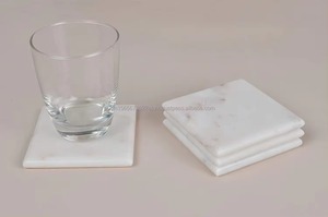 Ensemble de 4 sous-verres carrés en marbre les plus vendus fournisseur indien tapis de décoration de salle à manger élégants et tampons - Product Image 5