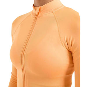Veste d'entraînement coupe-vent coupe-vent pour femme fermeture éclair complète avec col montant Logo personnalisé Yoga Gym Active Wear traitement tricoté - Product Image 3