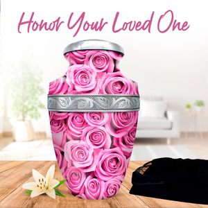 Urna Rosa-Urna de cremación grande para cenizas Hombre adulto con bolsa-Urna Rosa hecha a mano para adultos-Honra a tu ser querido - Product Image 6