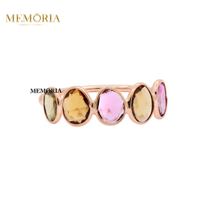 Anillo de Compromiso de Oro Amarillo Sólido de 18k con Turmalina Multicolor Preciosa en Engaste de Bisel, Certificado por IGI, Hecho a Mano, Regalo para Ella - Product Image 2