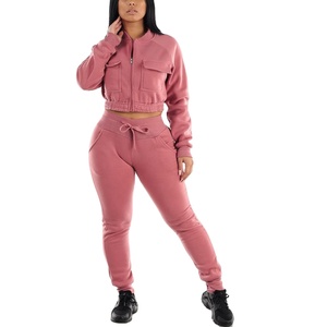 ชุดวอร์มผู้หญิงผ้าคอตตอนผ้าฟลีซเข้ารูประบายอากาศได้ดีพิมพ์ลายเสื้อครอปไร้รอยต่อสำหรับฤดูหนาวไซส์ใหญ่พิเศษ2026ตามสั่ง - Product Image 1