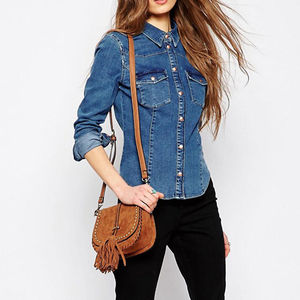 Chaqueta vaquera de manga larga con estilo para mujer, transpirable, cómoda de llevar, chaqueta vaquera lisa de invierno de algodón de talla grande para mujer - Product Image 3