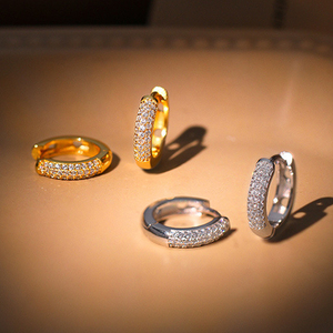Popular Minimalist 925 <strong>Sterling</strong> <strong>Silver</strong> Fine Jewelry Classic Colorful Zircon <strong>Huggie</strong> Hoop <strong>Earrings</strong> 18K Gold Plated - Product Image 2