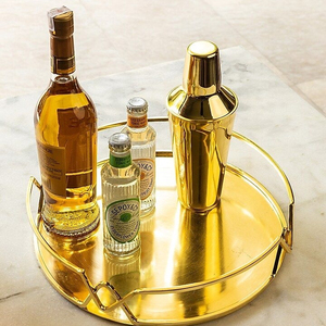 Radiant Gold Round Metal <b>Mirror</b> Decorative <b>Tray</b> Tabletop Decor Vanity <b>Tray</b> Round Shaped Jewelry Organizer <b>Tray</b> - Product Image 1