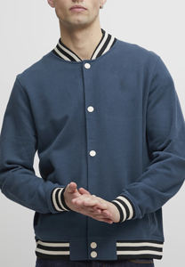 แจ็คเก็ตวาร์ซิตี้ผู้ชายแบบพรีเมียม OEM สั่งทำพิเศษ สีน้ำเงินตัดแขนสีเบจ แจ็คเก็ตเบสบอลสไตล์คลาสสิกแบบ Letterman - Product Image 2