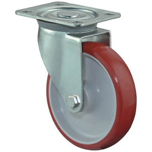 Rueda para Muebles con Capacidad de Carga de 150 mm y 240 kg, Base de Poliuretano Roja, L135 x W110 mm - Product Image 3