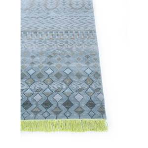 Alfombra Manchaha Azul de Lana y Seda de Bambú Anudada a Mano, 10 mm de Grosor, Patrón Geométrico Abstracto, Rectangular, para el Hogar o el Pasillo, Modelo Les-1315 - Product Image 4