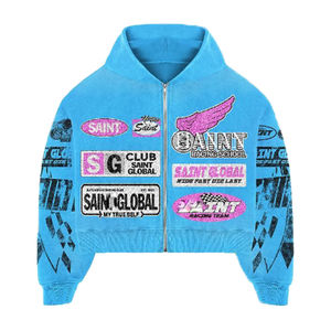 Trending Heavyweight Plus Size Chándal para hombre Custom made Logo Print Acid Wash Zip up Hoodie y Flare Sweatpants Set para hombres - Product Image 5