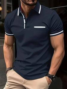 Men's <b>polo</b> spring and autumn <b>pocket</b> lapel short-sleeved T-<b>shirt</b> sports leisure classic men's hot business holiday - Product Image 2